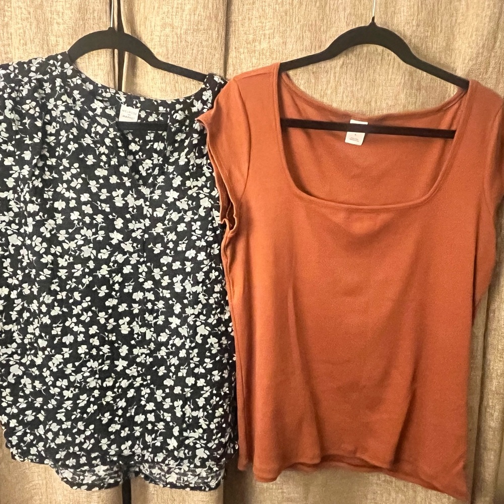 Women's Black Floral and Brown Ribbed Tops from Melrose and Market